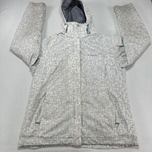 Columbia Interchange Jacket Womens Large Gray Geometric Thermal Coil Ski Hooded